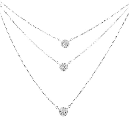 Collar con colgante triple multi-hilo de medallón con diamante redondo de 1/2 quilate de plata de ley .925 de 45,72 cm (color H-I, claridad I2-I3)