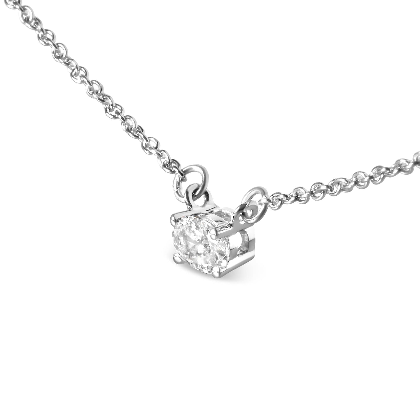 Collar con colgante de oro blanco de 14 quilates y 1/4 quilates de diamante cultivado ovalado solitario en horizontal de 18" (color G-H, claridad VS2-SI1)