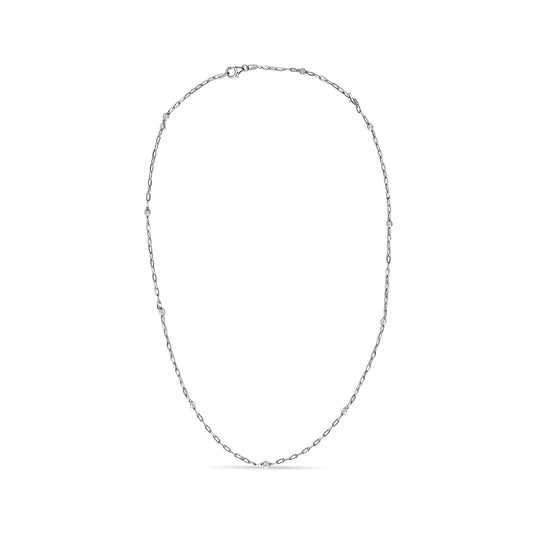 Collar de 11 estaciones con diamantes de 1,00 Cttw engastados en bisel de oro blanco de 14K