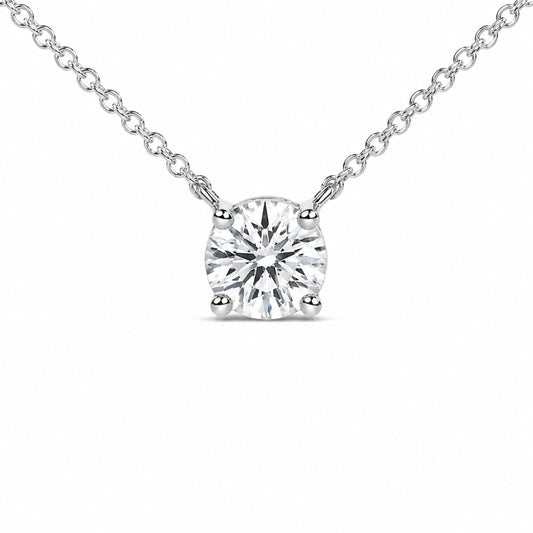 14K White Gold 1.00 Cttw Lab Grown Diamond Solitaire Pendant