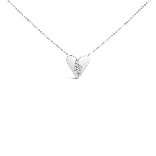 Collar con colgante de corazón roto de diamante de plata de ley .925 (Color H-I, Claridad I1-I2) - 18" pulgadas
