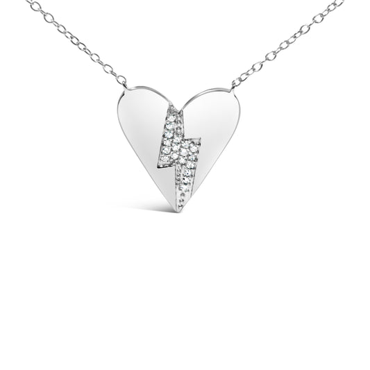 Collar con colgante de corazón roto de diamante de plata de ley .925 (Color H-I, Claridad I1-I2) - 18" pulgadas