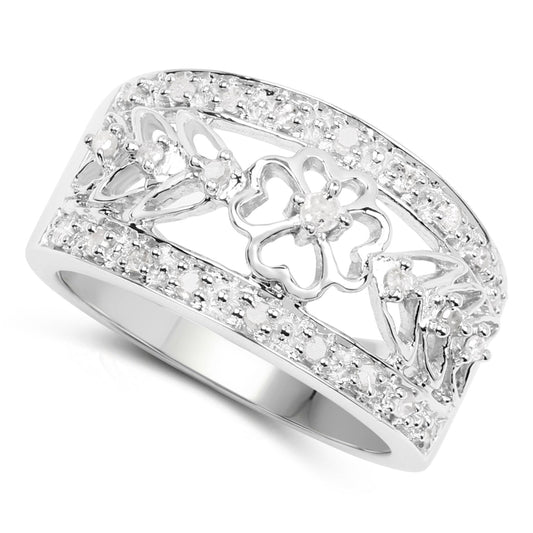 Anillo de plata esterlina .925 con diamante blanco genuino de 0.31 quilates