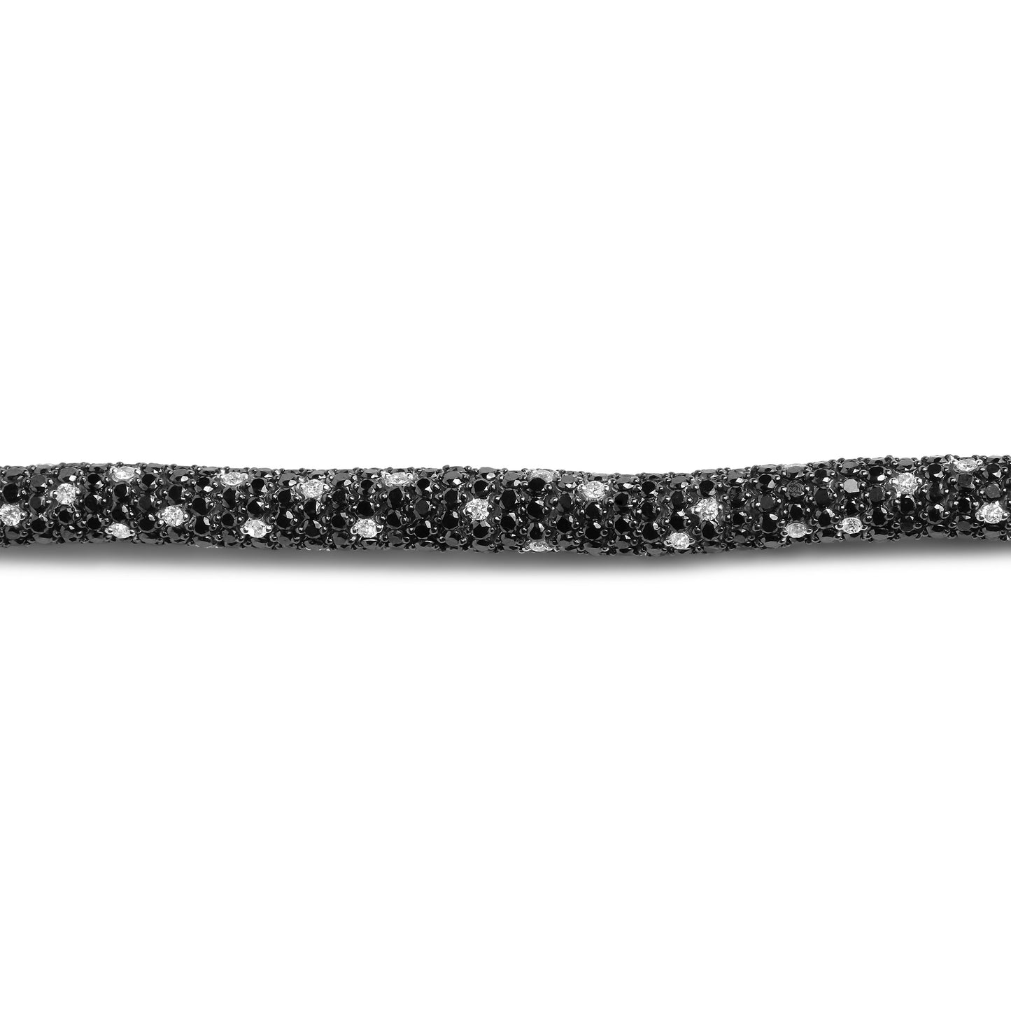 Pulsera de tenis estilo piel de serpiente con diamantes blancos y negros en pavé, de oro blanco de 18K y 20,0 quilates (color G-H y negro, claridad SI1-SI2) - Talla 7"