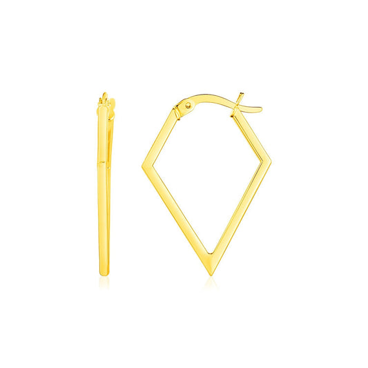 14K Yellow Gold Diamond Motif Hoop Earrings - view 2