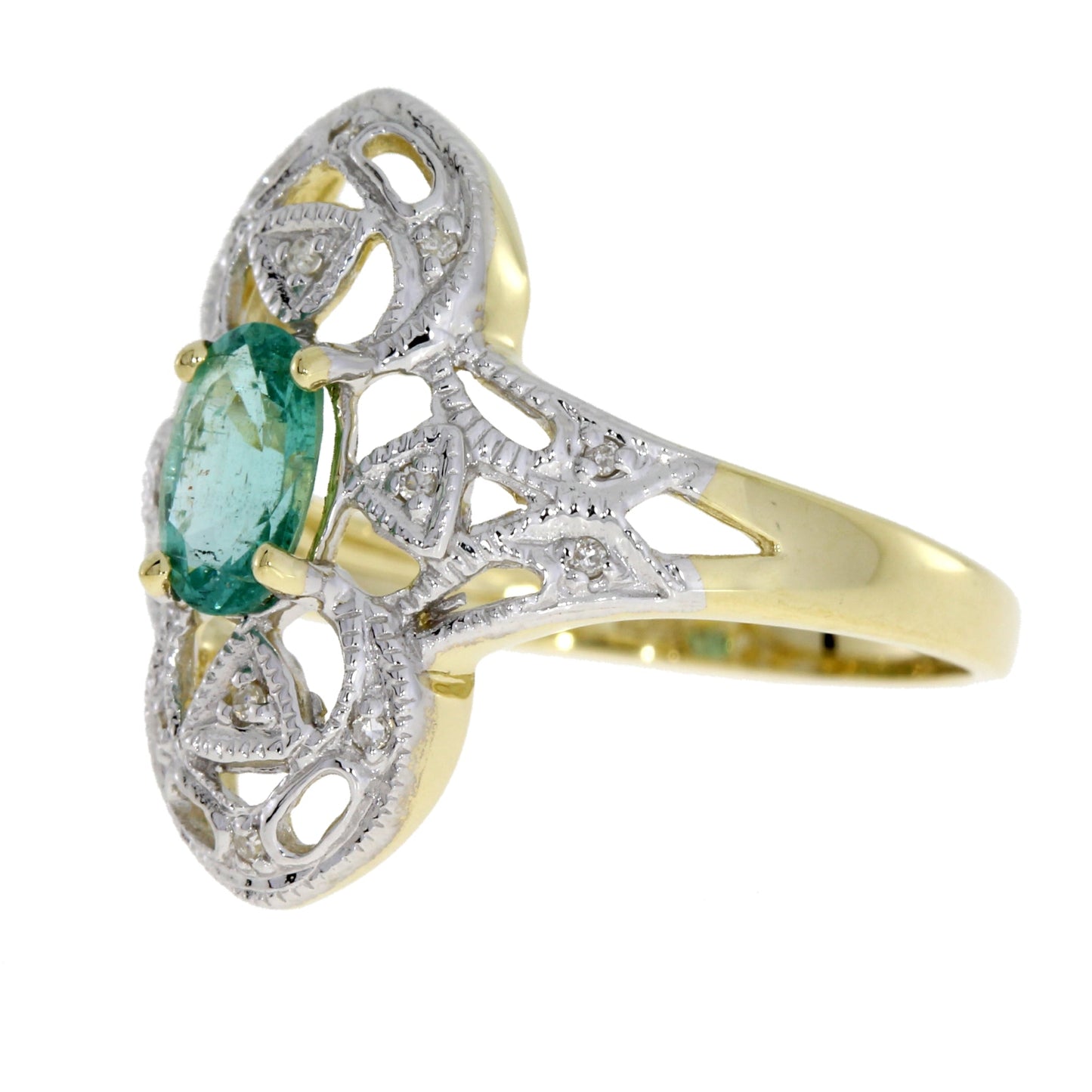 Anillo de oro amarillo de 10 kt con diamante esmeralda de 0,70 qt.