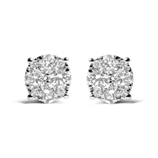 Pendientes de oro blanco de 14 quilates con diamantes de laboratorio de 2,00 quilates en total (color G-H, claridad VS1-VS2)