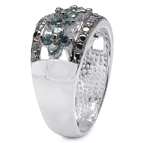 Anillo de plata de ley .925 con diamante azul auténtico de 0.62 quilates