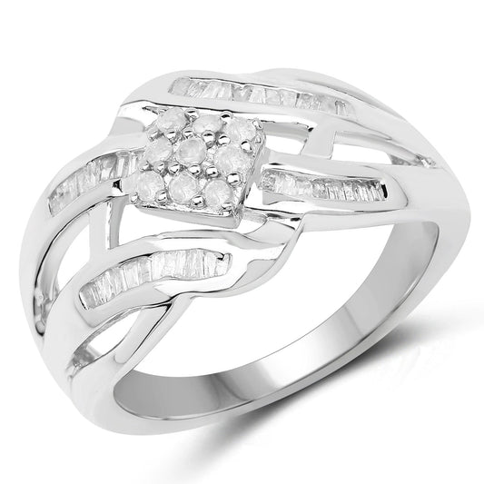 Anillo de plata de ley .925 con diamante blanco genuino de 0,62 quilates