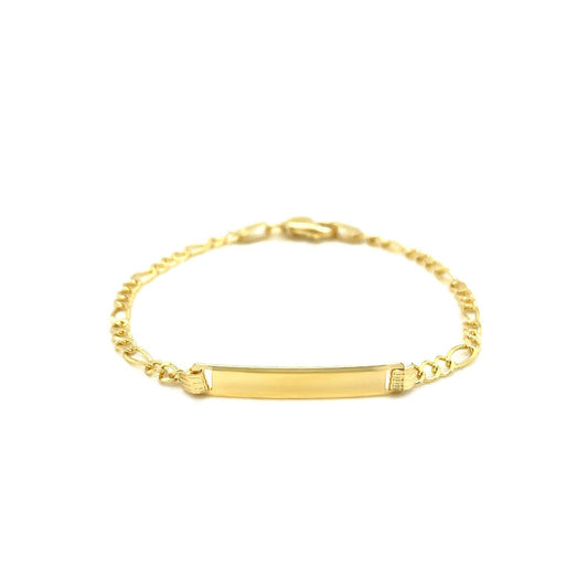 Pulsera de identificación infantil con eslabones Figaro de oro amarillo de 14k