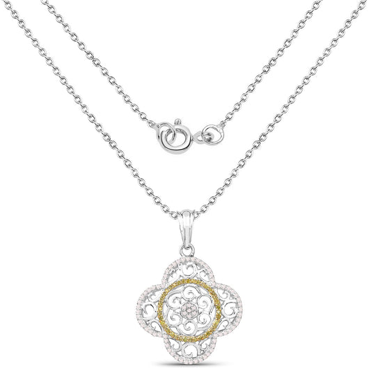 Colgante de plata de ley .925 con diamante blanco genuino y diamante amarillo de 0,57 quilates