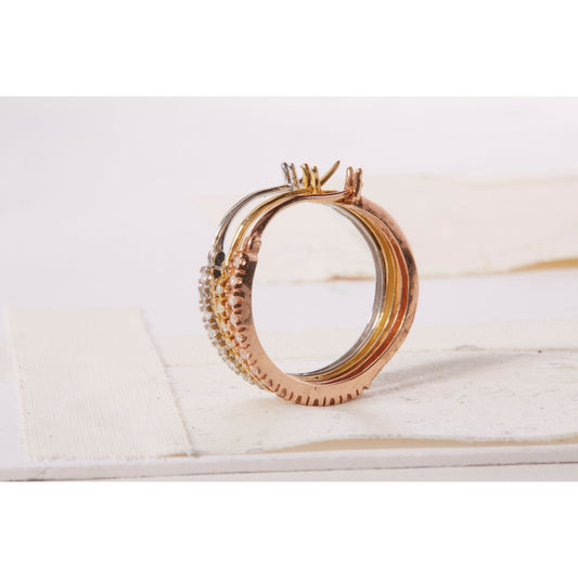 14K Tri-Toned Gold 1/3 Cttw Diamond Triple Hoop Earrings (I-J Color, I2-I3 Clarity) - 22 MM - view 2