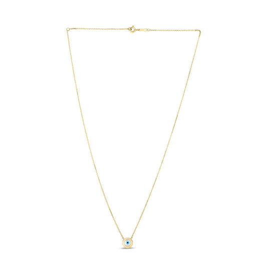 Gargantilla de ojo turco de nácar de oro amarillo de 14k