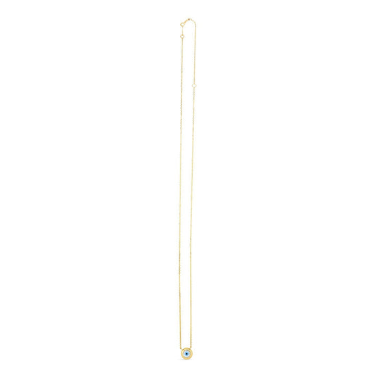 Gargantilla de ojo turco de nácar de oro amarillo de 14k