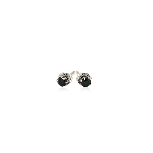 14k White Gold Black 3mm Faceted Cubic Zirconia Stud Earrings - view 2