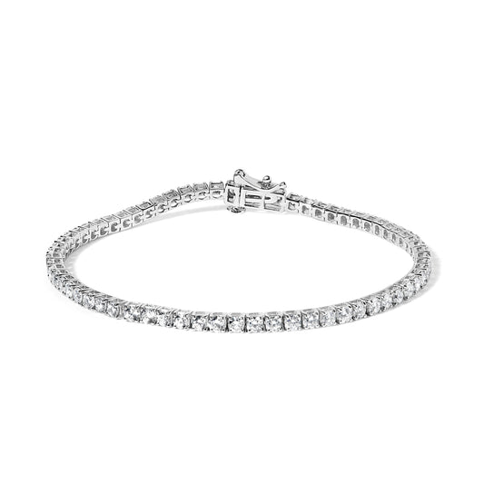 Pulsera de tenis de oro blanco de 14 quilates con diamantes cultivados en laboratorio de 4.0 quilates en total (color F-G, claridad VS2-SI1) - 7 pulgadas