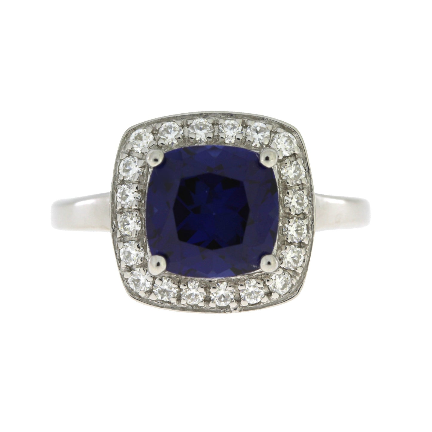 Anillo de zafiro y moissanita de plata esterlina