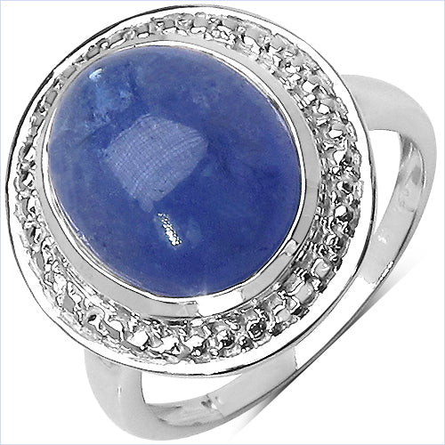 Anillo de plata de ley .925 con tanzanita genuina de 7.10 quilates