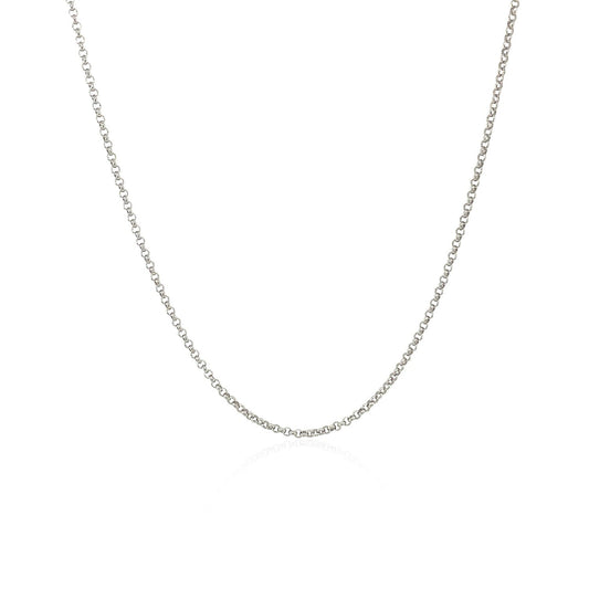 Cadena Rolo con corte de diamante de oro blanco de 14k y 1.1mm