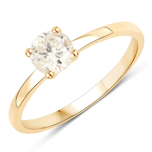 Anillo de oro amarillo de 14K con diamante LB genuino de 0,62 quilates