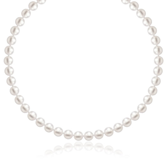 Collar de oro amarillo de 14k con perlas cultivadas de agua dulce blancas (6.0mm a 6.5mm)