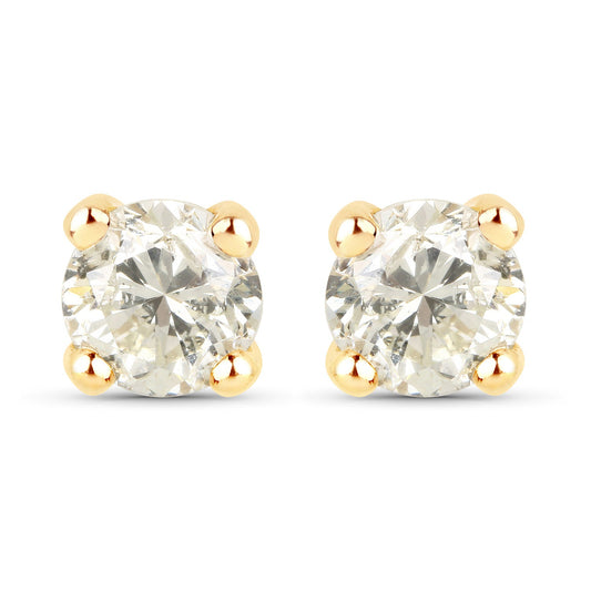 Pendientes de oro amarillo de 14 quilates con diamantes LB auténticos de 1,01 quilates