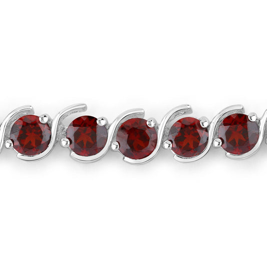 Pulsera de plata de ley .925 con granate auténtico de 3.30 quilates