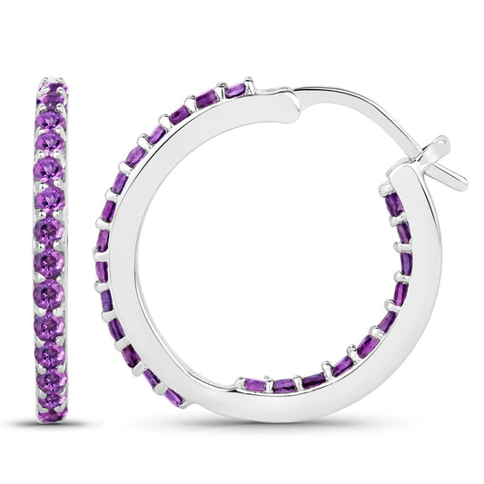 1.44 Carat Genuine Amethyst .925 Sterling Silver Earrings - view 2