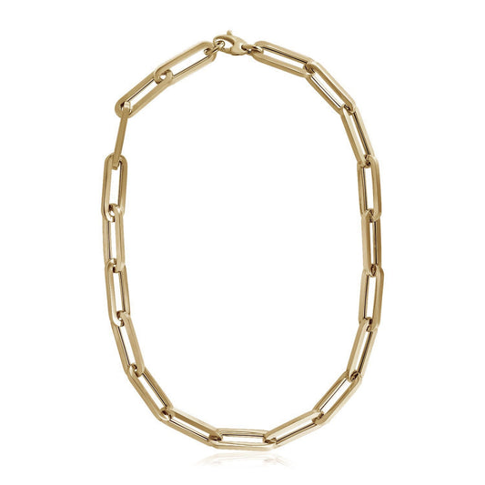 Gargantilla de cadena Paperclip extra ancha de oro amarillo de 14k