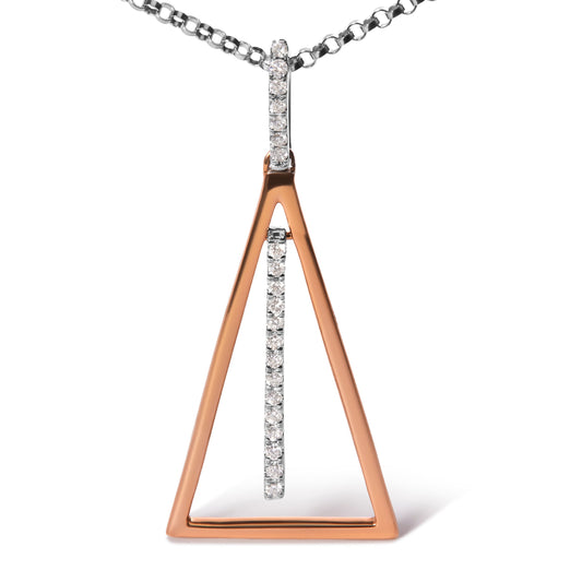 Collar con colgante en oro blanco y rosa de 14K con diamante de 1/8 Cttw y diseño de carillón de viento de 45,72 cm (color G-H, claridad SI1-SI2)