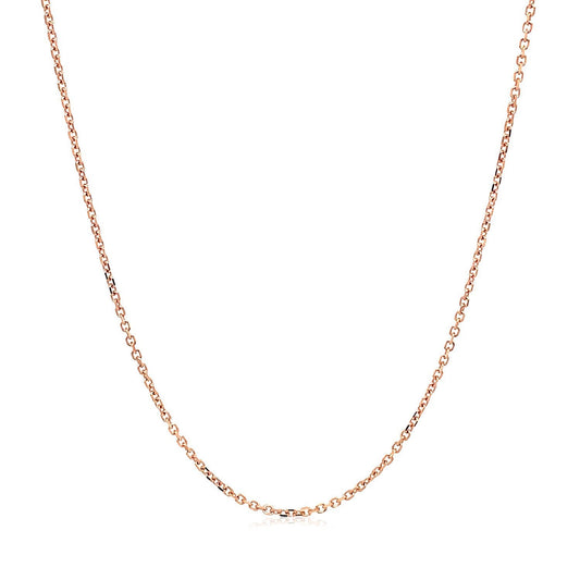 Cadena de eslabones tipo cable de 1,1 mm, oro rosa de 14k, corte diamante