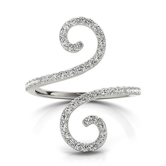 Anillo estilo calado abierto con diamantes en oro blanco de 14k (1/2 quilate de peso total)