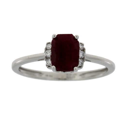 Anillo de Rubí y Diamantes de 1,38 ct, Oro Blanco de 14K