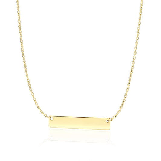 Gargantilla de oro amarillo de 14 quilates de barra horizontal plana y lisa