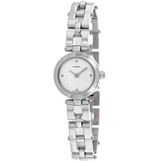 Coach para mujer de acero inoxidable plateado con esfera blanca