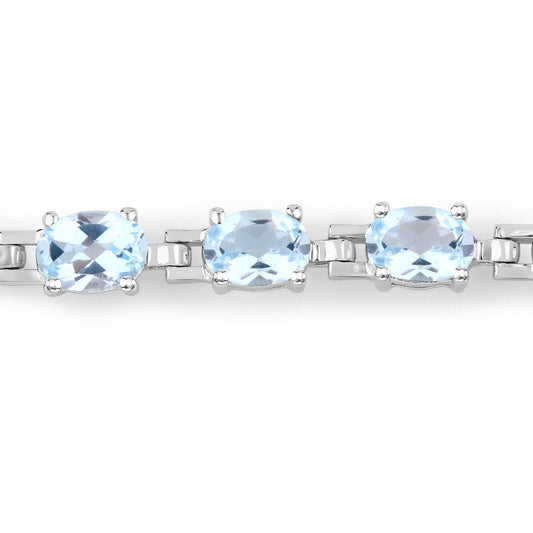 Pulsera de plata de ley .925 con topacio azul genuino de 7,60 quilates