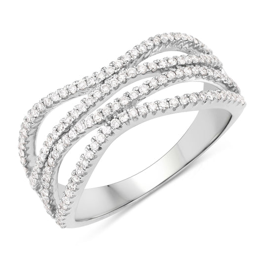 Anillo de oro blanco de 14 quilates con diamante blanco auténtico de 0,46 quilates (color F-G, claridad SI)