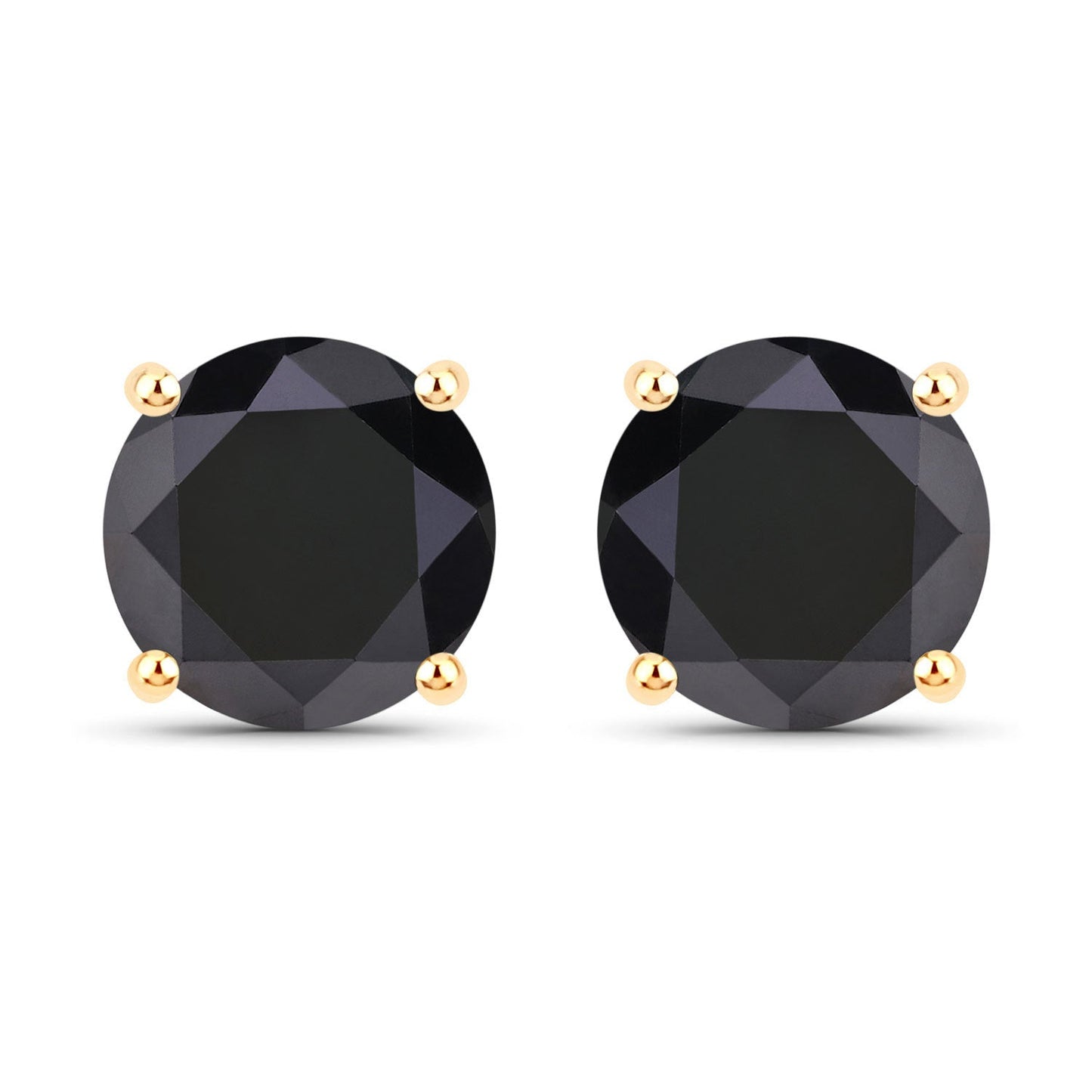 4.12 Carat Genuine Black Diamond 14K Yellow Gold Earrings