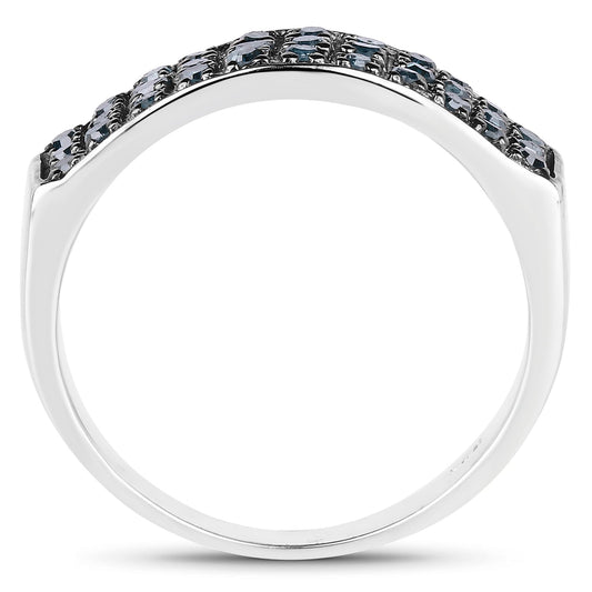 Anillo de plata de ley .925 con diamante azul genuino de 0,40 quilates