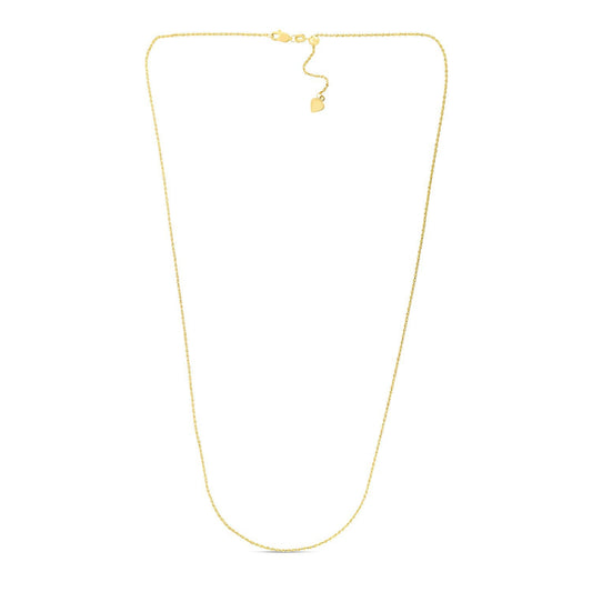 Cadena ajustable de oro amarillo de 14k de 1.0mm