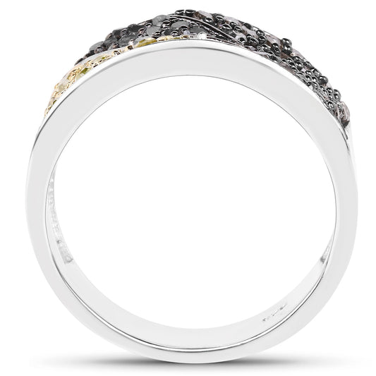 Anillo de plata de ley .925 con múltiples diamantes genuinos de 1,32 quilates