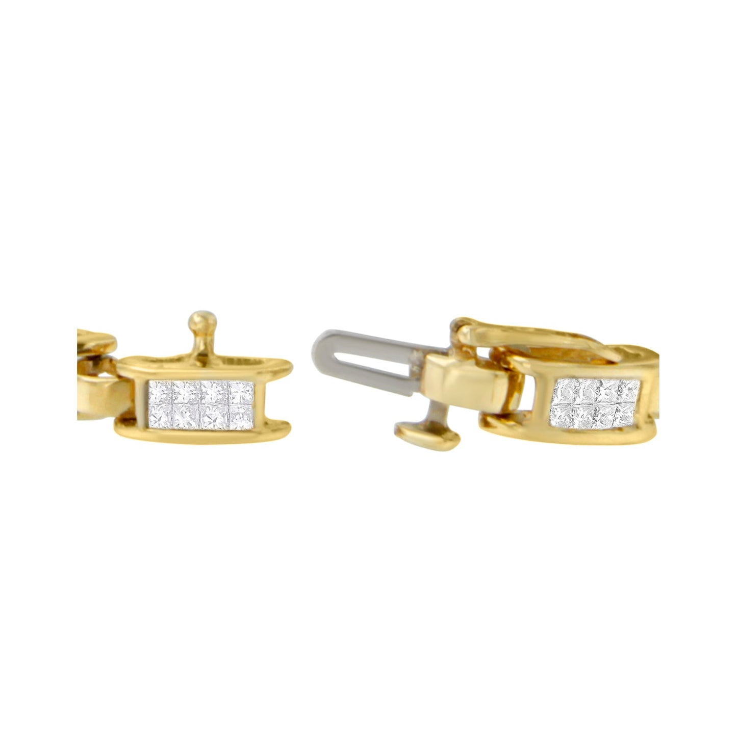 Pulsera de eslabones de amor con diamantes de talla princesa de oro amarillo de 14K (2,00 ct. en total, color H-I, claridad SI2-I1)