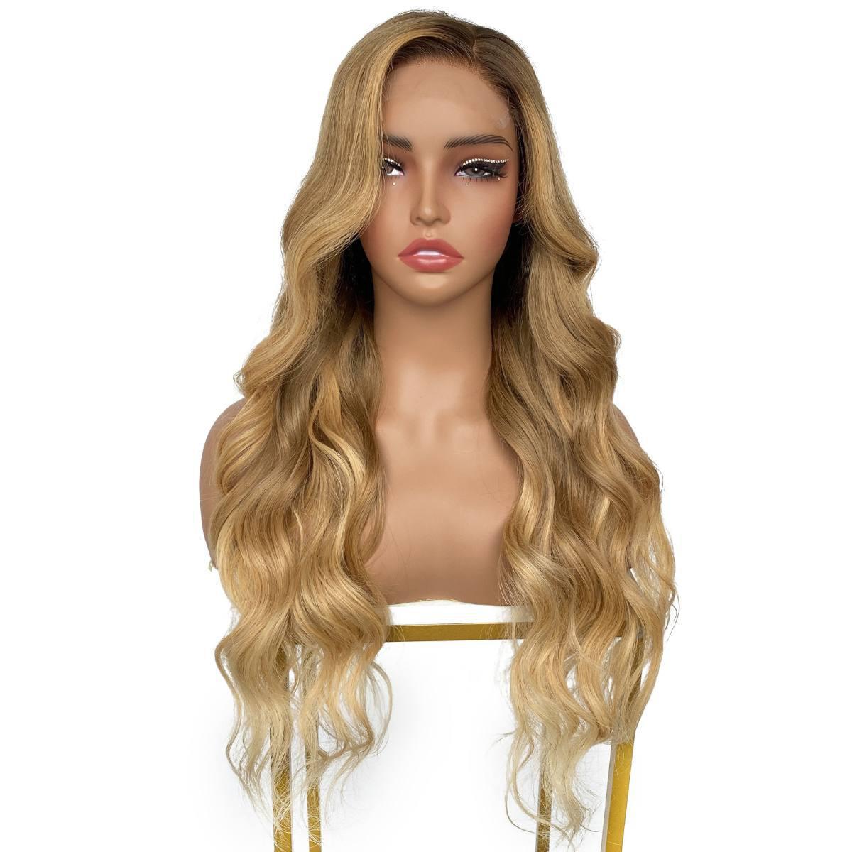 Honey Blonde Ombre Wavy 5x5 HD Lace 100% Human Hair Closure Wig Luxegan
