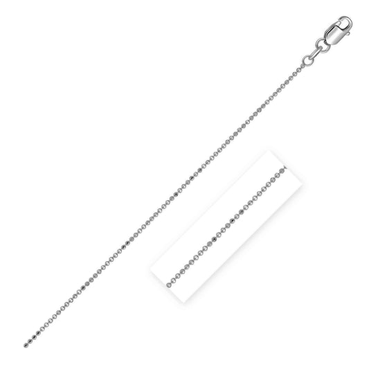 Cadena de cuentas de oro blanco de 14k con corte de diamante de 1.0mm