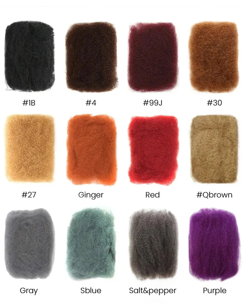 10"-22" Brazilian Remy Afro Kinky Bulk Human Hair for Braiding | 50g Natural Black Dreadlock & Twist Hair Luxegan