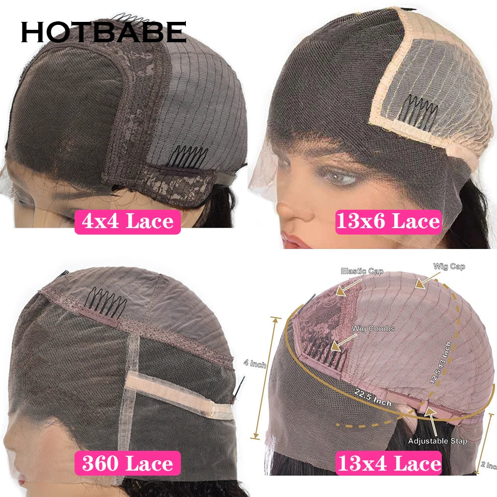 High Density 400 Density 13x4/13x6 HD Lace Frontal Wig Preplucked Kinky Curly Transparent Lace Frontal Human Hair Wigs HOTBABE