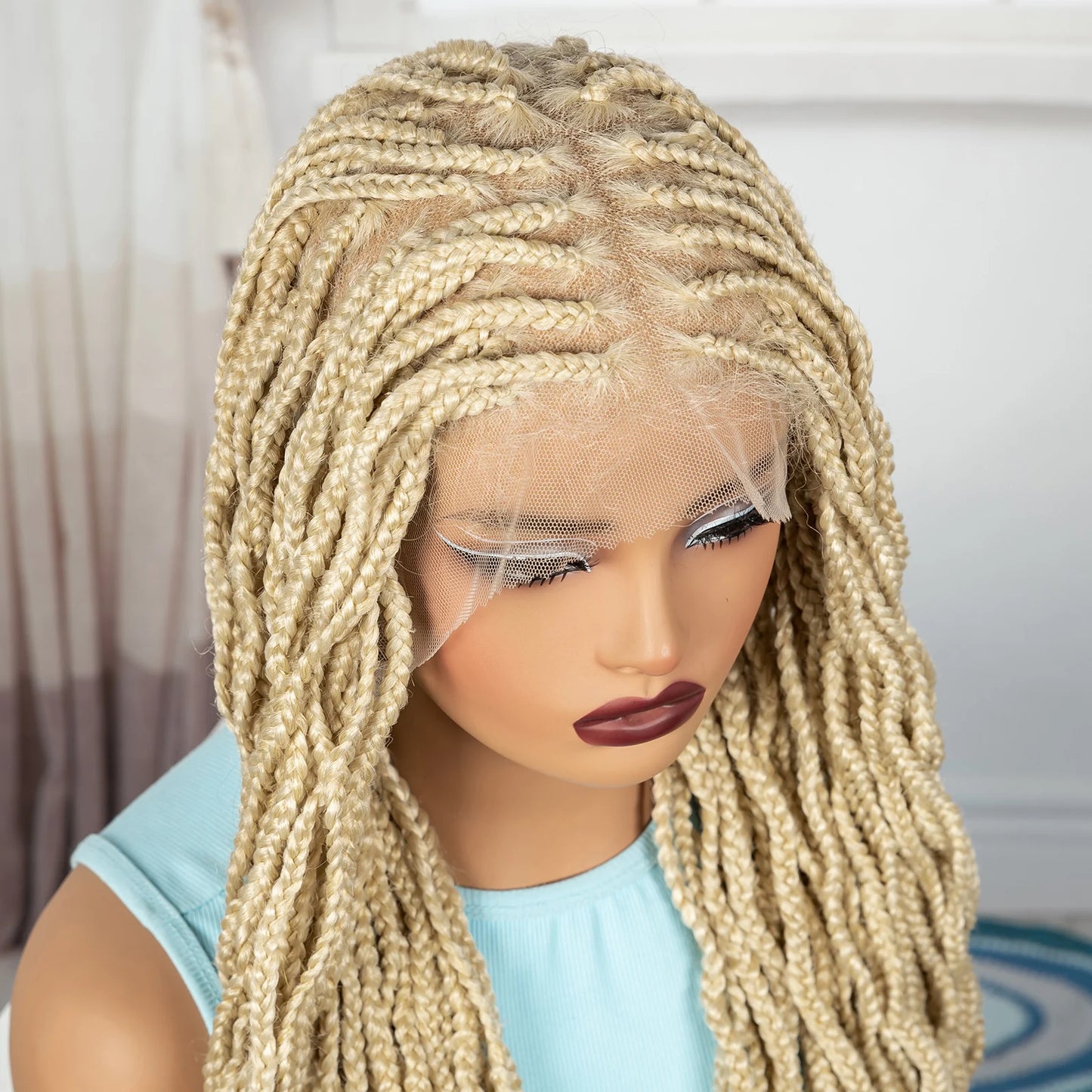 36" Boho Box Braids Wig with Curly Accents | HD Full Lace | Baby Hair Luxegan