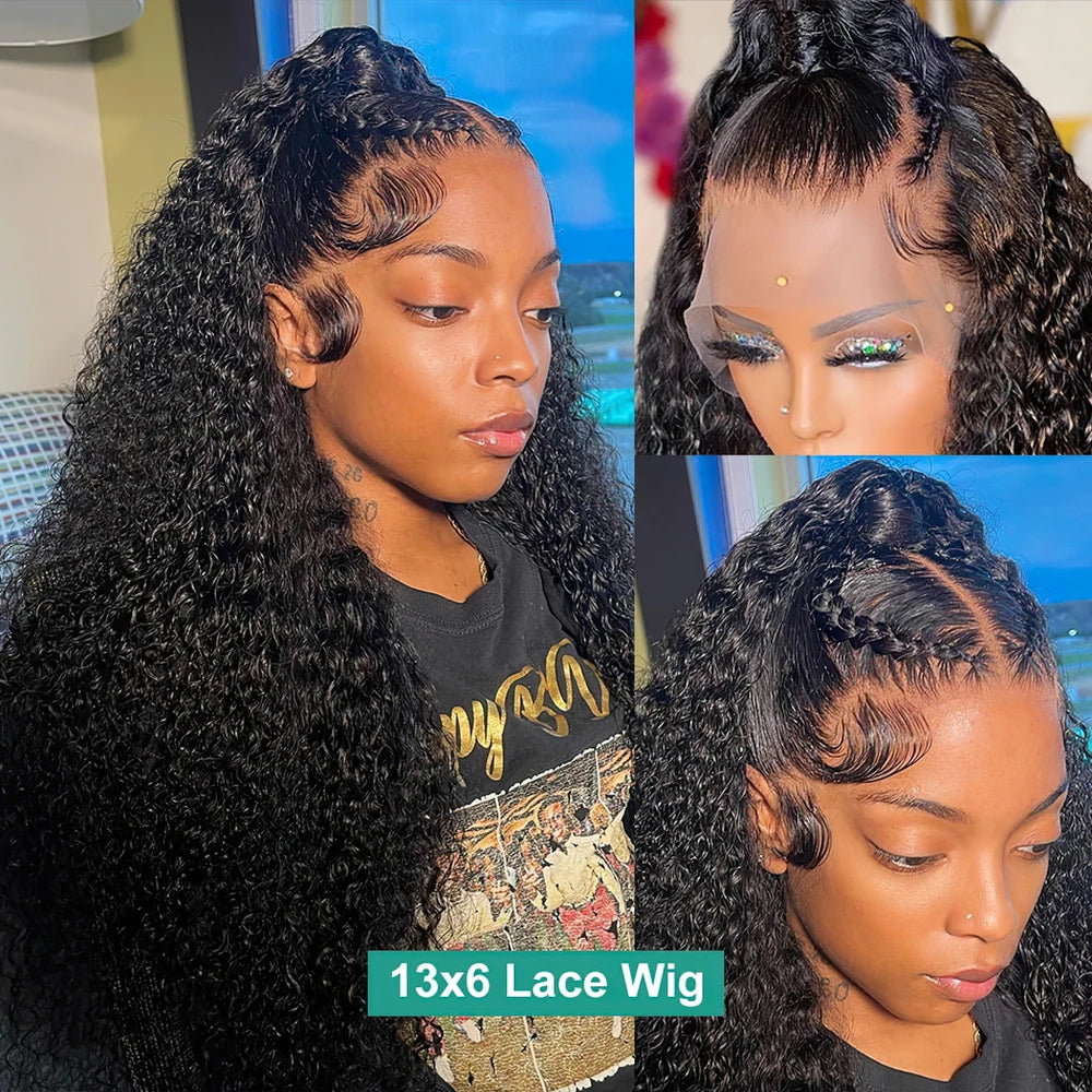 Premium 30-Inch HD Full Lace Deep Wave Human Hair Wig | 360 Invisible Drawstring Glueless Frontal Wig | 100% Brazilian Remy Water Wave Lace Front Wig for Women (Transparent Swiss Lace) Luxegan