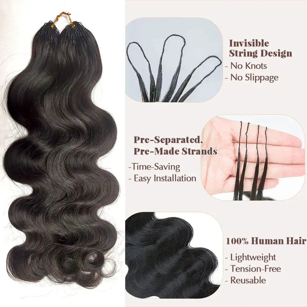 Body Wave Feather Crochet Human Hair | Miracle Knots Boho Braids | 100% Raw Vietnamese Hair Luxegan