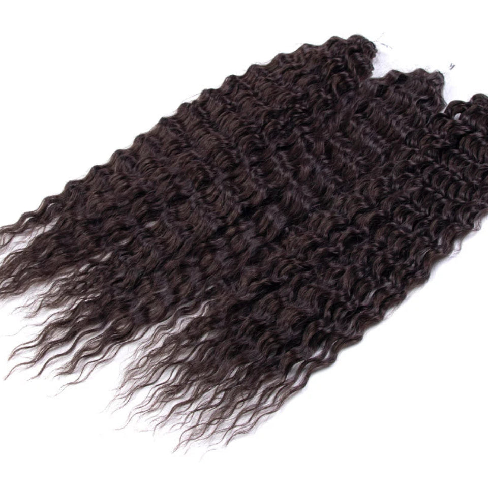 Ariel Curl Water Wave Crochet Hair | Sophisticated 22-Inch Synthetic Braiding Extensions | Elegant "High Temperature Fiber" Water Twist | "Dignified" Ombre Blonde &amp; Pink Tones for Radiant Versatile Styling Luxegan
